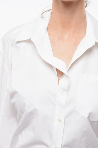 Popeline Cotton Shirt with Trompe L'oeil Collar