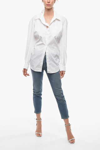 Popeline Cotton Shirt with Trompe L'oeil Collar