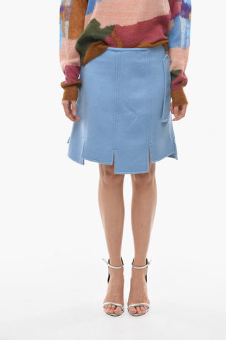 Felt Wool Asymmetrical Cut A-Line Skirt