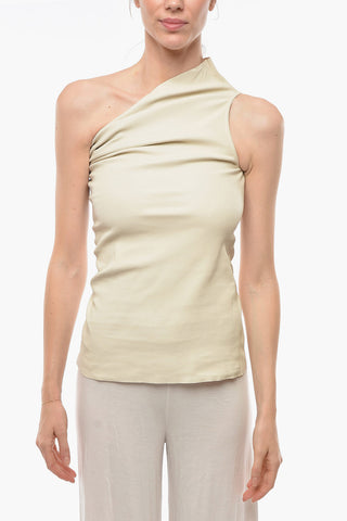 FOGACHINE Soft-leather ATHENA One-shoulder Top with Draped Detailing