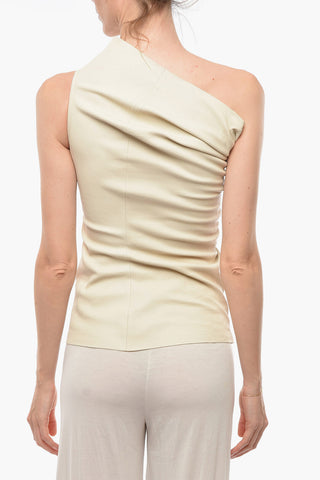 FOGACHINE Soft-leather ATHENA One-shoulder Top with Draped Detailing