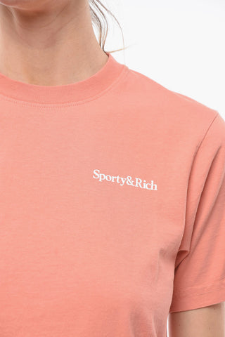T-Shirt Girocollo con Stampa a Contrasto