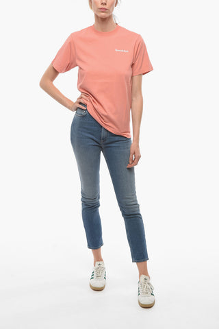 T-Shirt Girocollo con Stampa a Contrasto