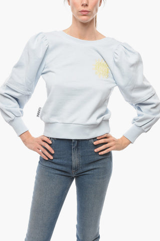 Open Back Fleeced Cotton Crew-Neck Sweatshirt