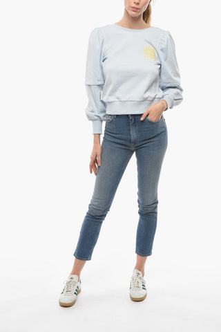 Open Back Fleeced Cotton Crew-Neck Sweatshirt