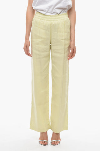 Elastic Waist Linen Blend Pants
