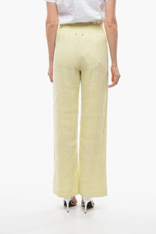 Elastic Waist Linen Blend Pants