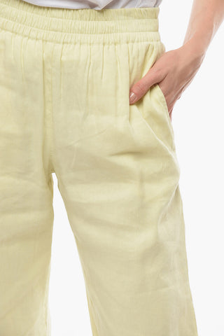 Elastic Waist Linen Blend Pants