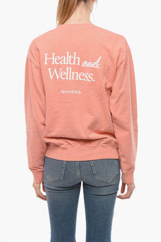 Brushed Cotton Crew-neck Sweatshirt with Contrasting Print