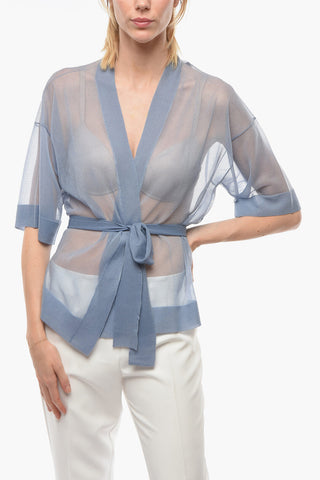 Cardigan a Maniche Corte con CIntura