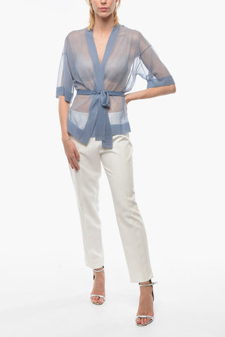 Cardigan a Maniche Corte con CIntura