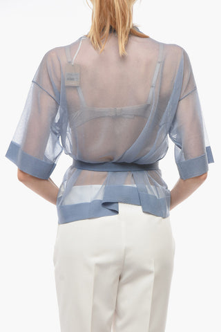 Cardigan a Maniche Corte con CIntura