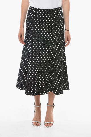 Maxi Gonna  a Pois Bicolore con Zip Laterale