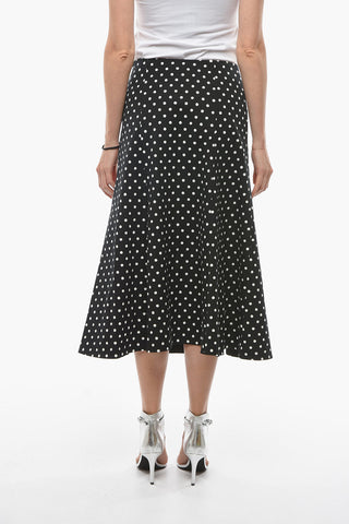 Maxi Gonna  a Pois Bicolore con Zip Laterale