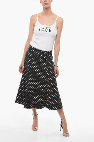 Maxi Gonna  a Pois Bicolore con Zip Laterale