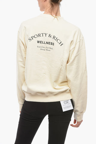 Solid Color Crew-neck Sweatshirt with Printed Contrasting Logo