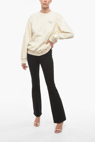 Solid Color Crew-neck Sweatshirt with Printed Contrasting Logo