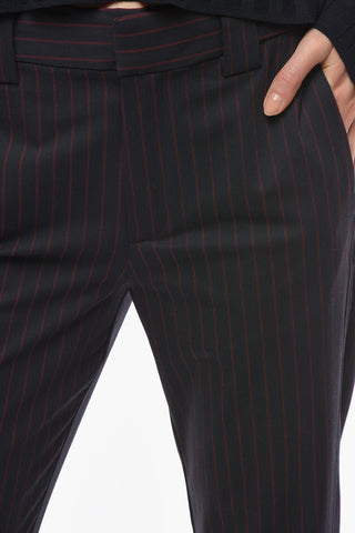 Pantaloni Gessati con Bottoni sulla Caviglia