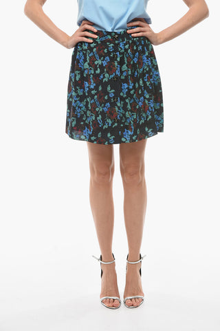 Crepe-fabric Effect Mini Skirt with Side Button-Fastening