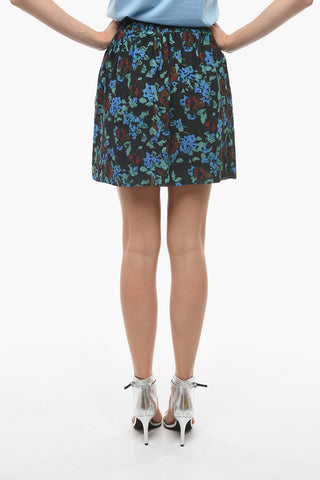 Crepe-fabric Effect Mini Skirt with Side Button-Fastening