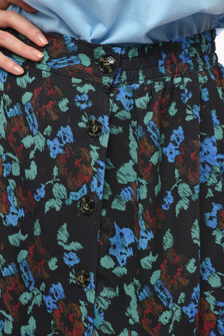 Crepe-fabric Effect Mini Skirt with Side Button-Fastening