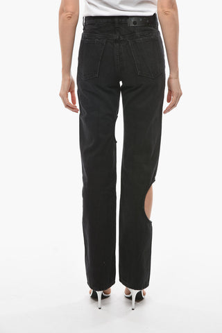 Boyfriend Fit BLACK METEOR Denims with Cut-Out Detail 22cm