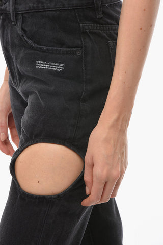 Boyfriend Fit BLACK METEOR Denims with Cut-Out Detail 22cm