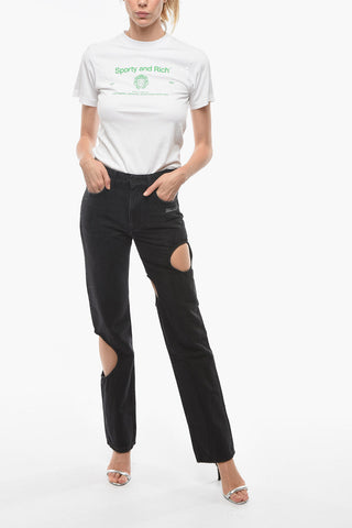 Boyfriend Fit BLACK METEOR Denims with Cut-Out Detail 22cm