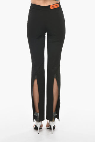 Straight-leg Trousers with Zipped Vents and Logo Patch