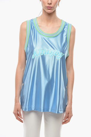 Tech-satin Tank top with Side Button-fastening