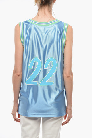 Tech-satin Tank top with Side Button-fastening