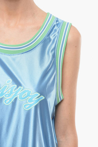 Tech-satin Tank top with Side Button-fastening