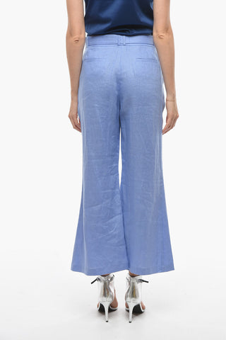 Pantaloni Svasati in Lino con Cintura