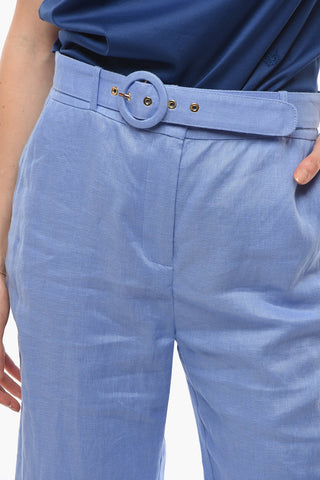 Pantaloni Svasati in Lino con Cintura