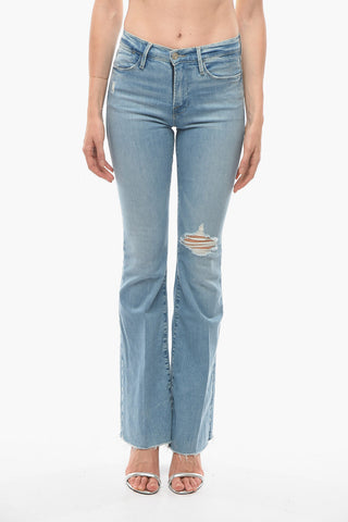 Jeans Svasati a Vita Alta con Orlo Sfrangiato26cm