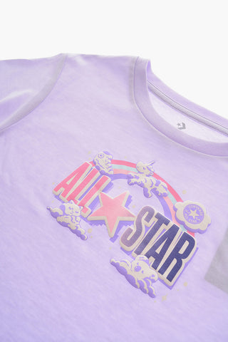 ALL STAR CHUCK TAYLOR Set T-Shirt Girocollo con Logo in Rilievo e Shorts Effetto Tie-Dye