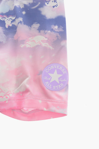 ALL STAR CHUCK TAYLOR Set T-Shirt Girocollo con Logo in Rilievo e Shorts Effetto Tie-Dye