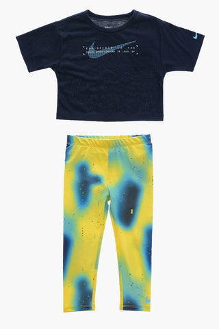 Set T-Shirt Girocollo e Leggings Effetto Tie-Dye