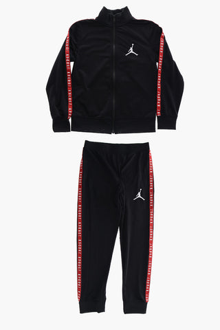 AIR JORDAN Solid Color Sweatshirt and Joggers Set with Logoed Side Band