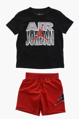 AIR JORDAN Mesh Shorts and Printed Crew-Neck T-shirt Set