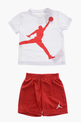 Cotton Blend T-Shirt and Shorts Set with Printed Logo