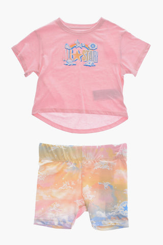 ALL STAR CHUCK TAYLOR Set T-shirt con Logo in Rilievo e Shorts Effetto Tie Dye