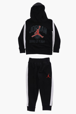 AIR JORDAN Solid Color Hoodie and Joggers Set with Contrasting Side Band