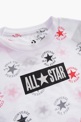 ALL STAR CHUCK TAYLOR All-Over Logo Print T-Shirt and Shorts Set