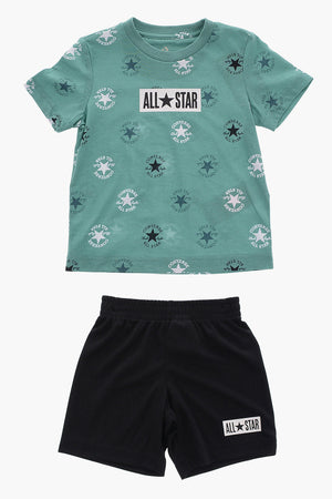 ALL STAR CHUCK TAYLOR T-Shirt with All-Over Logo and Mesh Shorts
