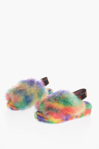 Wool FLUFF YEAH PRIDE Slippers with Logoed Elastic Band
