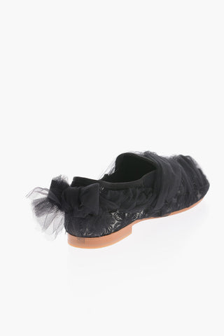 TAO Lace Ballet Flats with Tulle Decoration