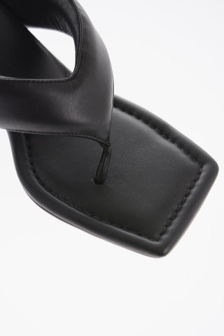 Leather Thong Sandals with Square Toe and Spool Heel  8cm