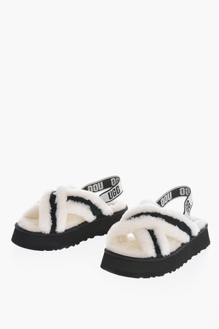 Real Fur DISCO Sandals with Crossed Bands 5cm
