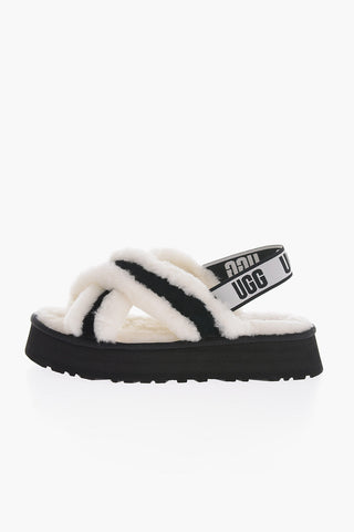 Real Fur DISCO Sandals with Crossed Bands 5cm